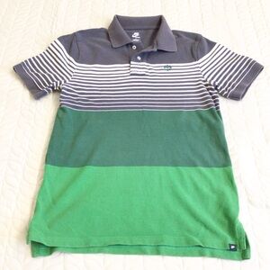 Nike Striped Polo Shirt - Green and Gray